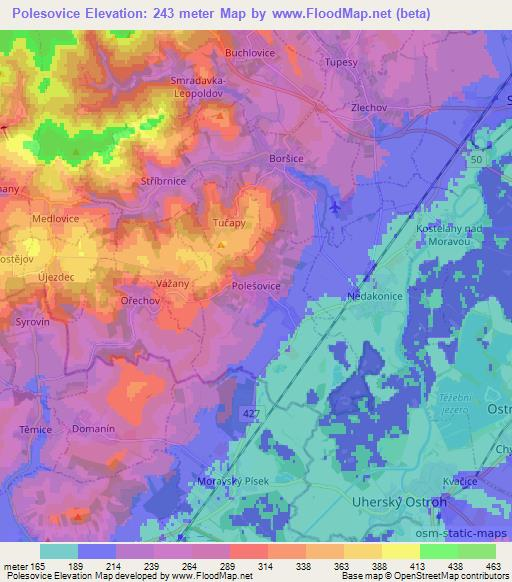 Polesovice,Czech Republic Elevation Map