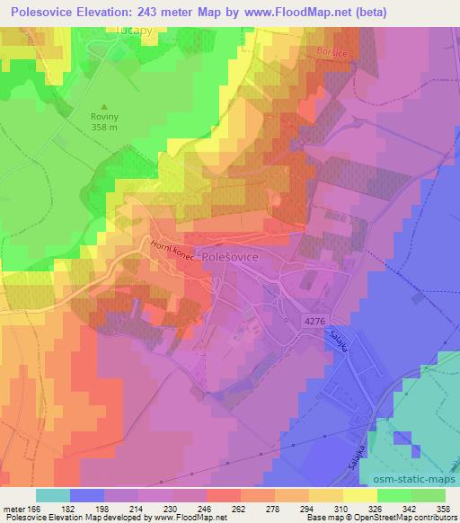 Polesovice,Czech Republic Elevation Map