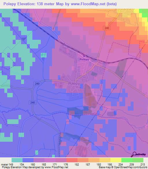 Polepy,Czech Republic Elevation Map