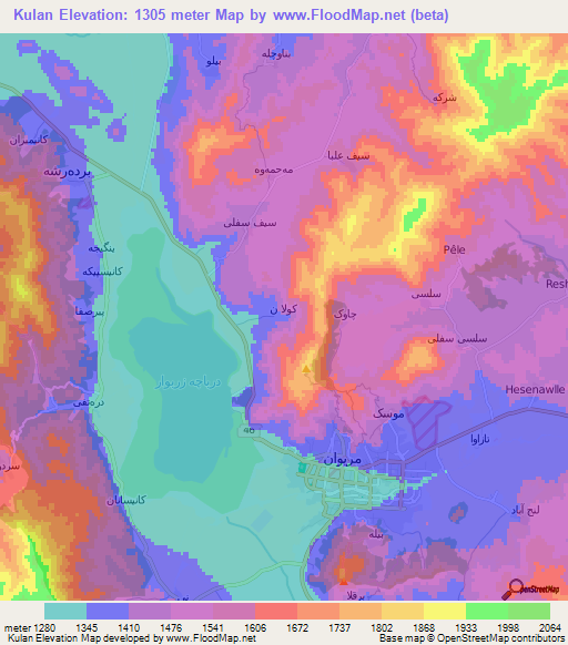 Kulan,Iran Elevation Map