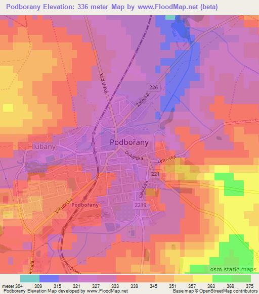 Podborany,Czech Republic Elevation Map