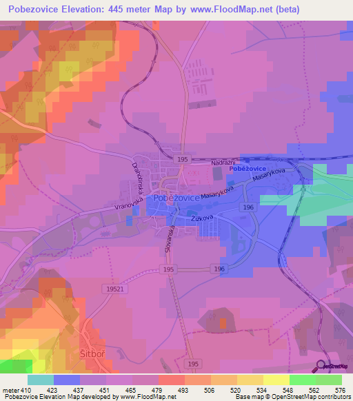 Pobezovice,Czech Republic Elevation Map