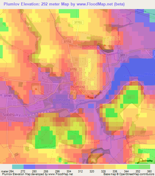 Plumlov,Czech Republic Elevation Map