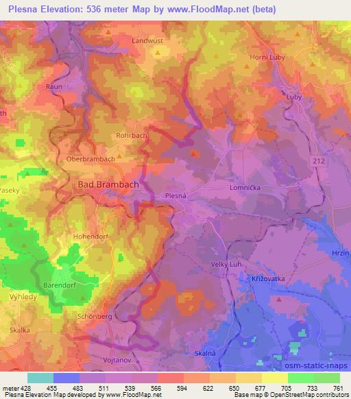 Plesna,Czech Republic Elevation Map