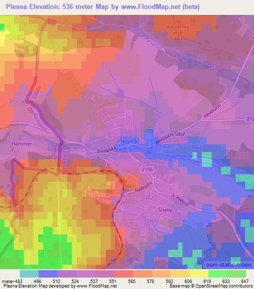 Plesna,Czech Republic Elevation Map