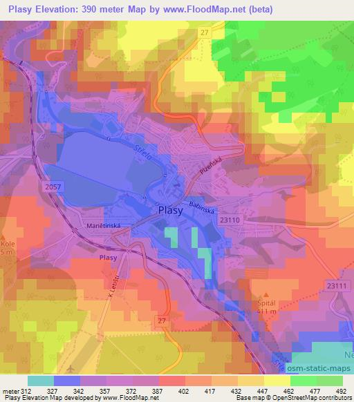 Plasy,Czech Republic Elevation Map
