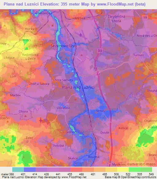Plana nad Luznici,Czech Republic Elevation Map