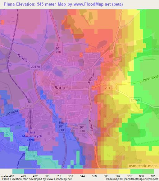 Plana,Czech Republic Elevation Map