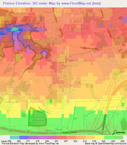 Pisnice,Czech Republic Elevation Map