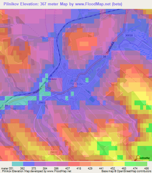 Pilnikov,Czech Republic Elevation Map