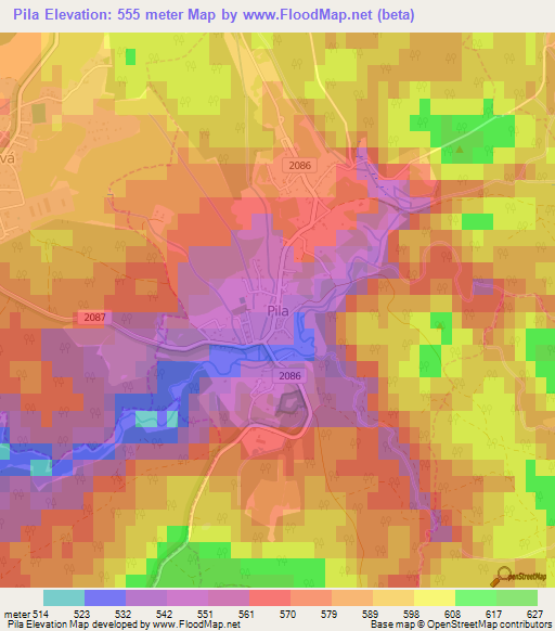 Pila,Czech Republic Elevation Map