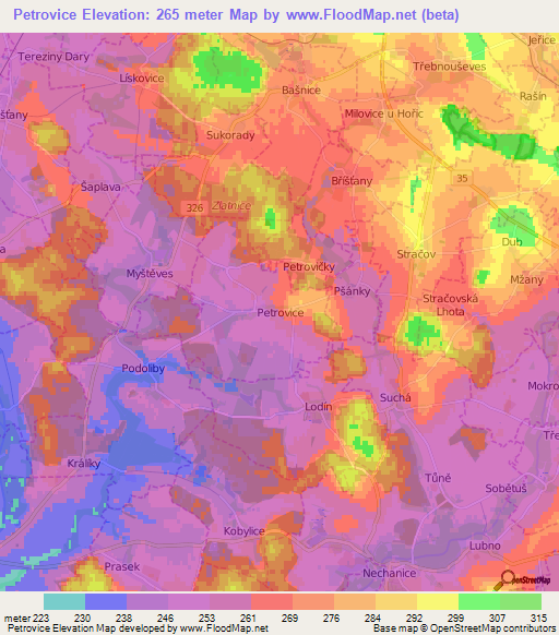 Petrovice,Czech Republic Elevation Map