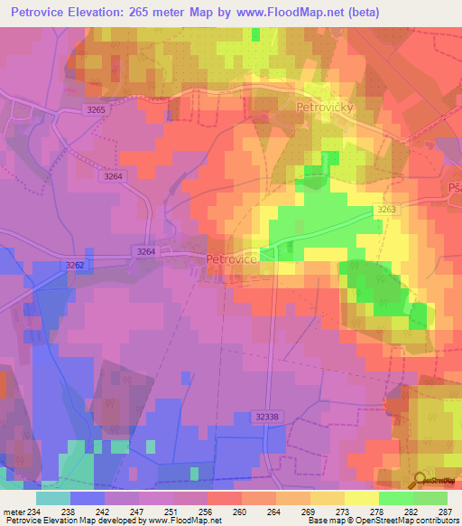 Petrovice,Czech Republic Elevation Map