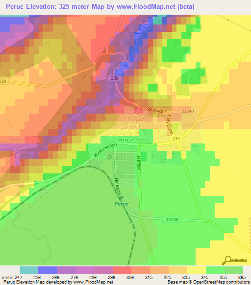Peruc,Czech Republic Elevation Map