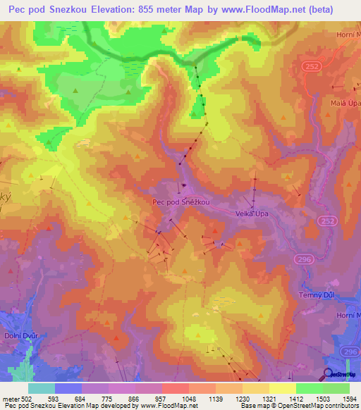 Pec pod Snezkou,Czech Republic Elevation Map