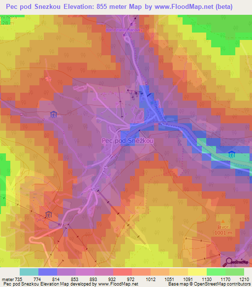 Pec pod Snezkou,Czech Republic Elevation Map