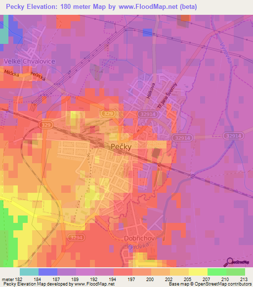 Pecky,Czech Republic Elevation Map