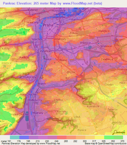 Pankrac,Czech Republic Elevation Map