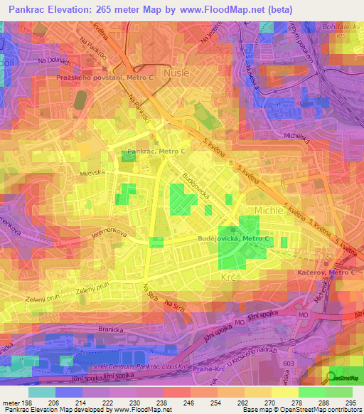 Pankrac,Czech Republic Elevation Map