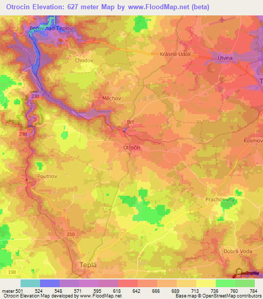 Otrocin,Czech Republic Elevation Map
