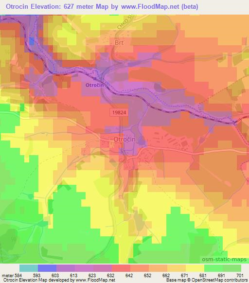 Otrocin,Czech Republic Elevation Map