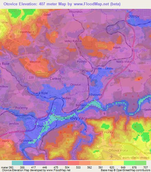 Otovice,Czech Republic Elevation Map