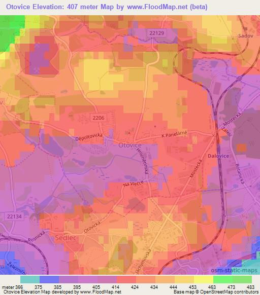 Otovice,Czech Republic Elevation Map