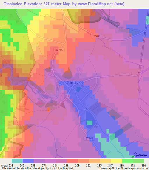 Otaslavice,Czech Republic Elevation Map