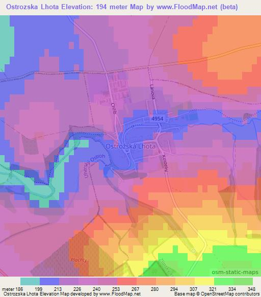 Ostrozska Lhota,Czech Republic Elevation Map