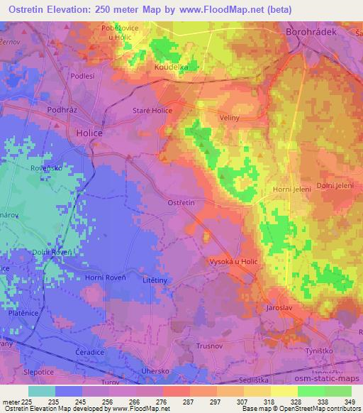 Ostretin,Czech Republic Elevation Map