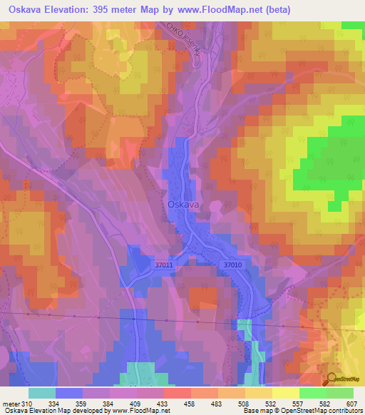 Oskava,Czech Republic Elevation Map