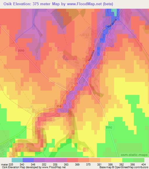 Osik,Czech Republic Elevation Map