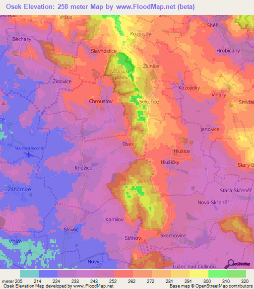 Osek,Czech Republic Elevation Map