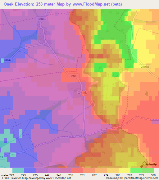 Osek,Czech Republic Elevation Map