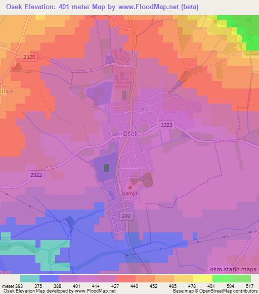 Osek,Czech Republic Elevation Map