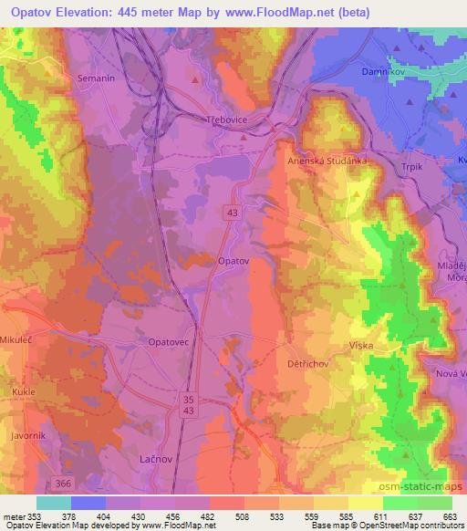 Opatov,Czech Republic Elevation Map