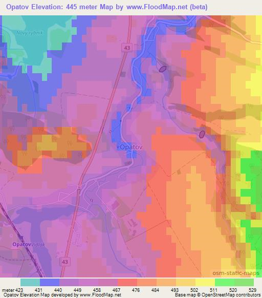 Opatov,Czech Republic Elevation Map