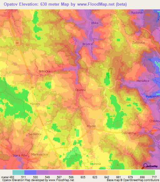 Opatov,Czech Republic Elevation Map