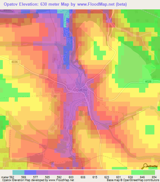 Opatov,Czech Republic Elevation Map