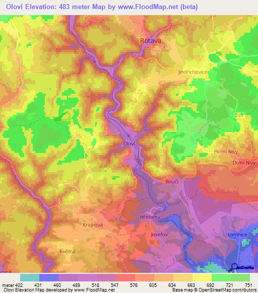 Olovi,Czech Republic Elevation Map