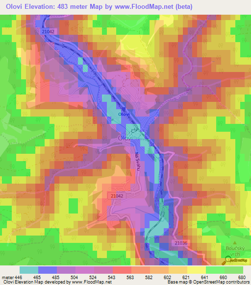 Olovi,Czech Republic Elevation Map