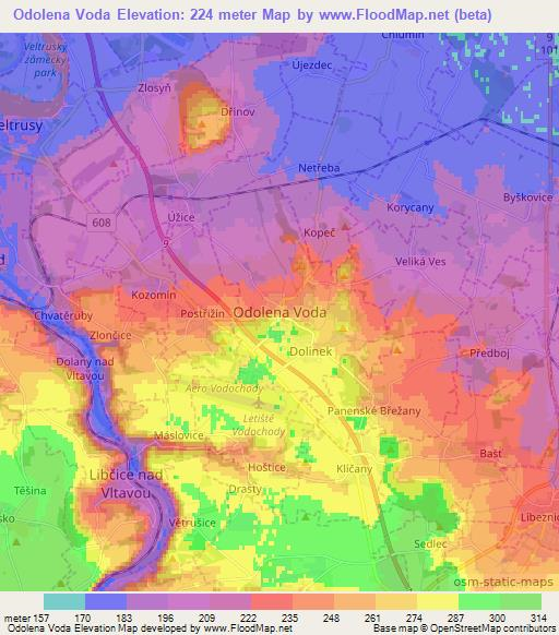 Odolena Voda,Czech Republic Elevation Map
