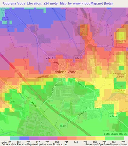 Odolena Voda,Czech Republic Elevation Map