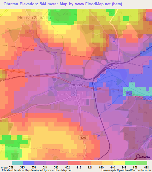 Obratan,Czech Republic Elevation Map