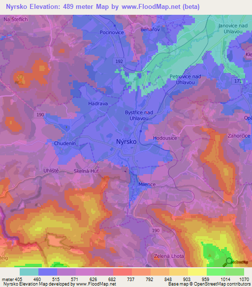 Nyrsko,Czech Republic Elevation Map