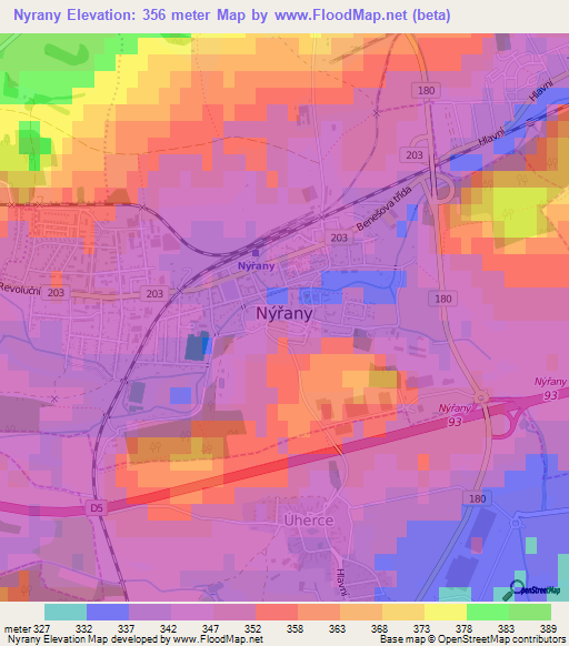 Nyrany,Czech Republic Elevation Map