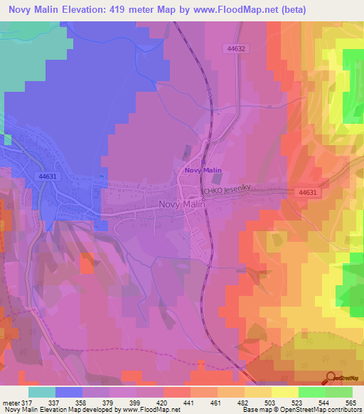 Novy Malin,Czech Republic Elevation Map