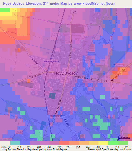 Novy Bydzov,Czech Republic Elevation Map