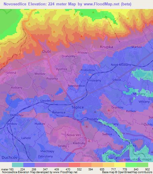 Novosedlice,Czech Republic Elevation Map