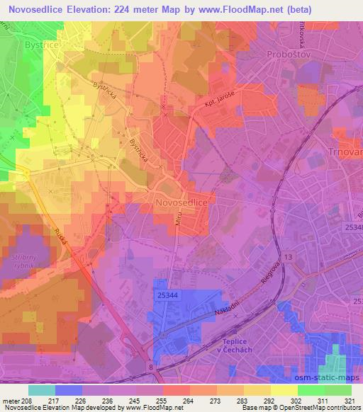 Novosedlice,Czech Republic Elevation Map